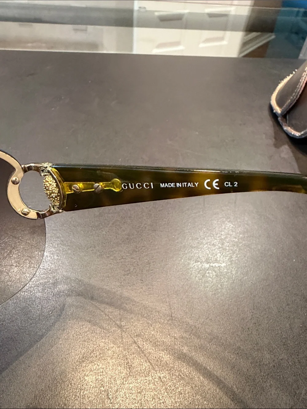 Gucci Tortoiseshell Sunglasses with Gold Hardware and Brown Gradient Lenses